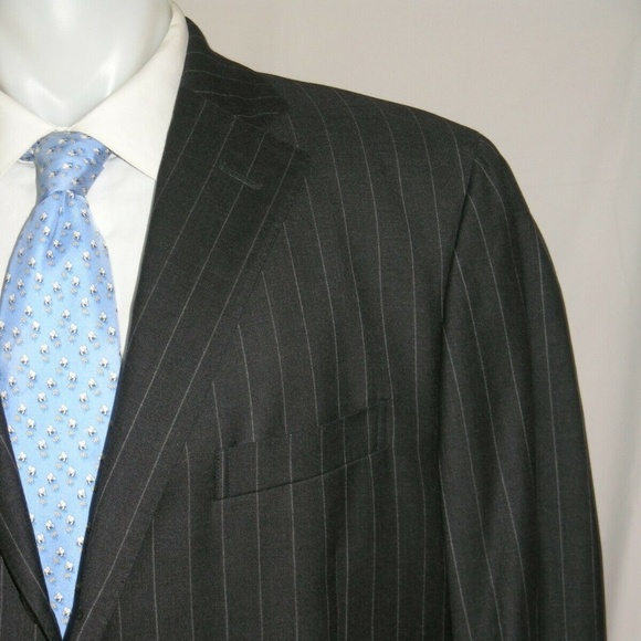 Polo Ralph Lauren Corneliani Gray Stripe Three Roll Two Suit 44L